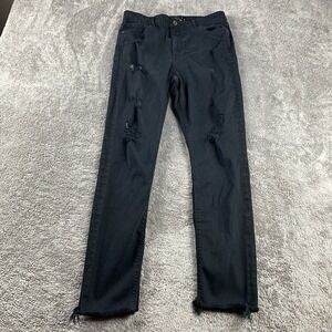 Lucky Brand Jeans Womens 10/30 Black Bridgette Skinny Distressed Ankle Raw Hem